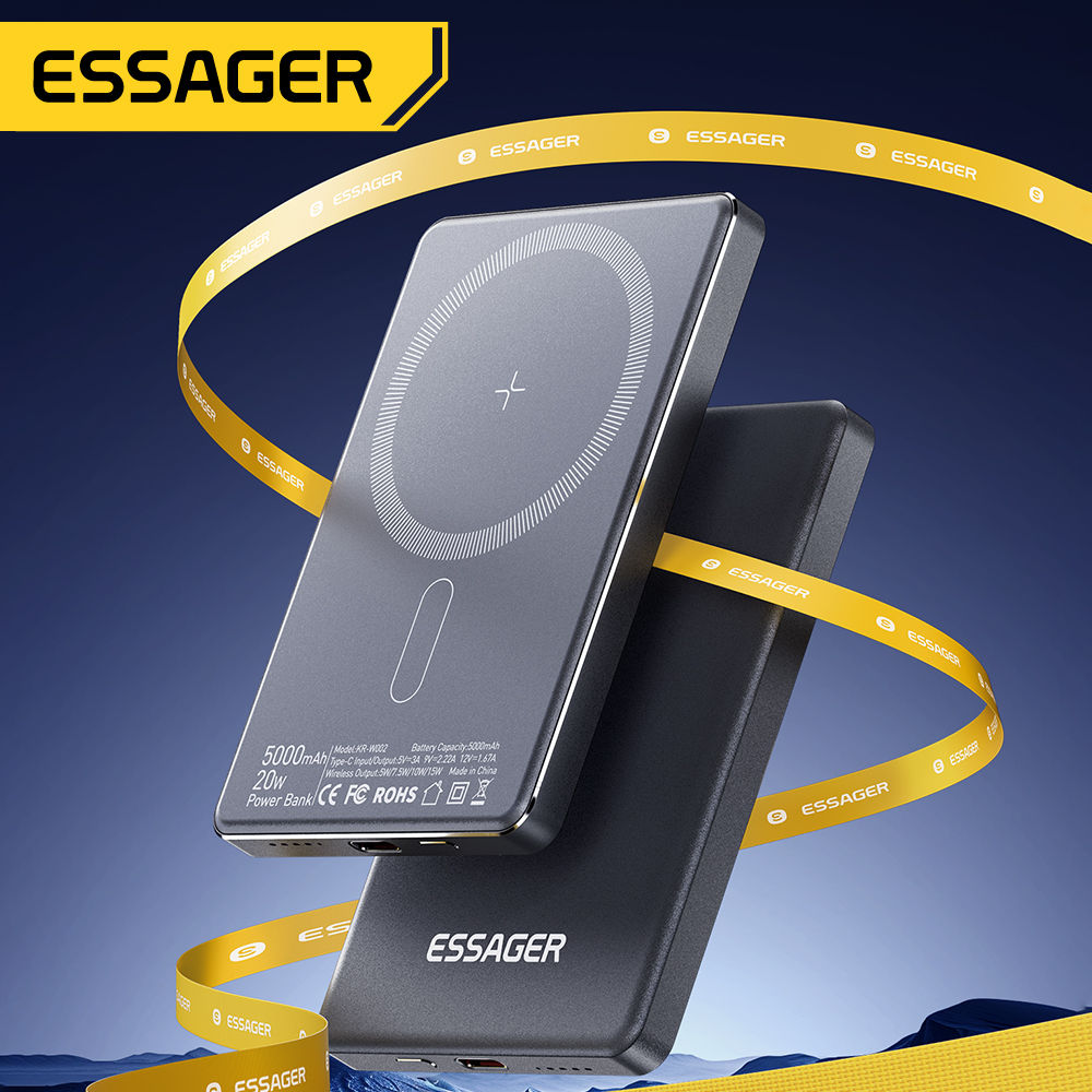 Essager Thin Wireless Power Bank Magnetic 20W 5000mAh Portable Fast Charging Ext