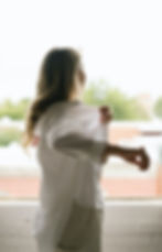 lady in a white cotton blouse