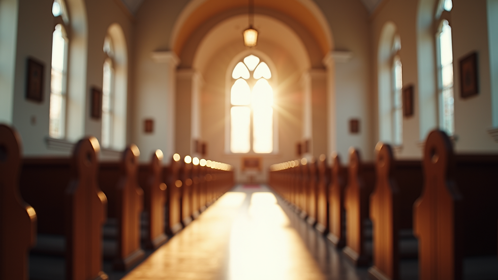 Eye-level view of a serene chapel interior with soft natural light