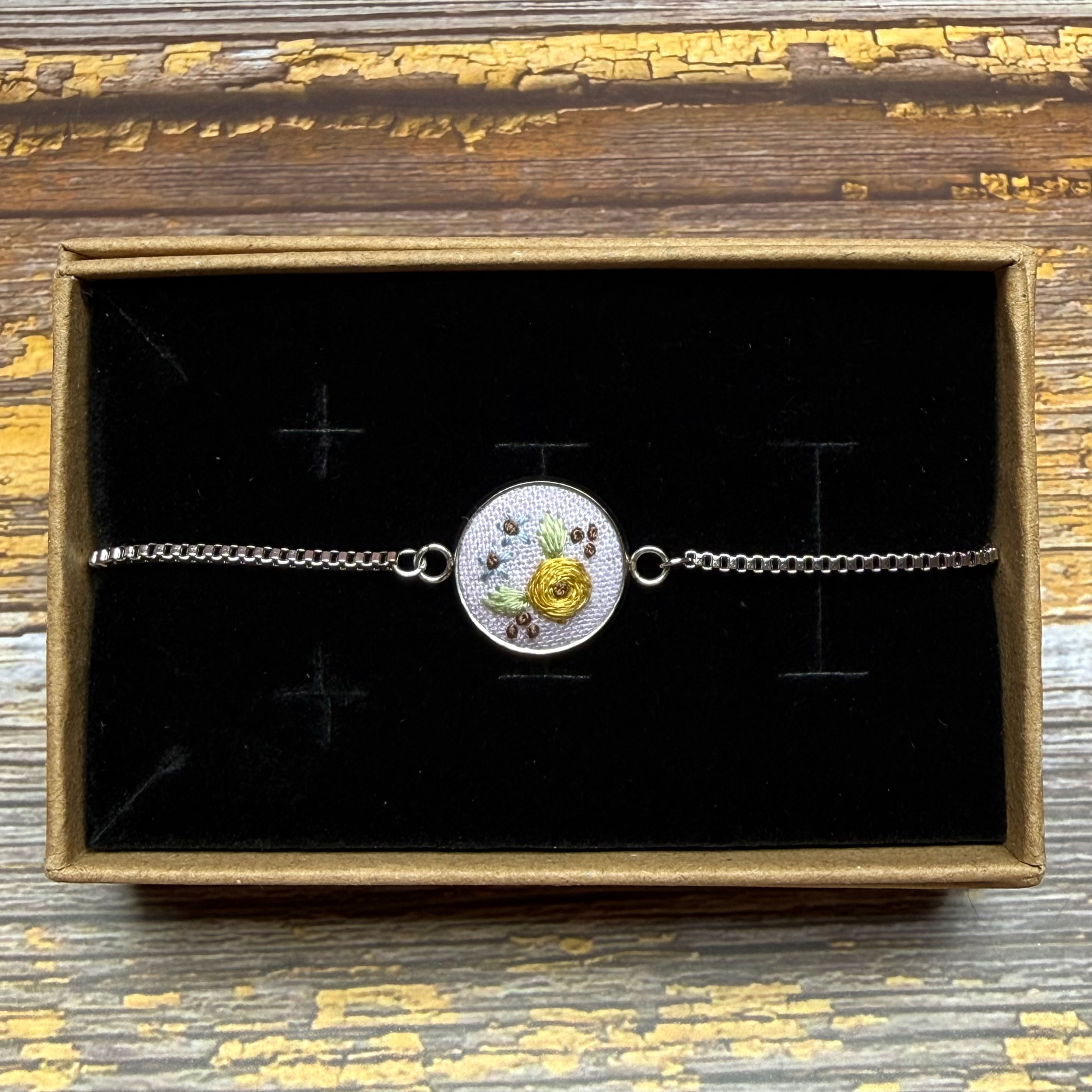 Yellow Flower Silver Bracelet 