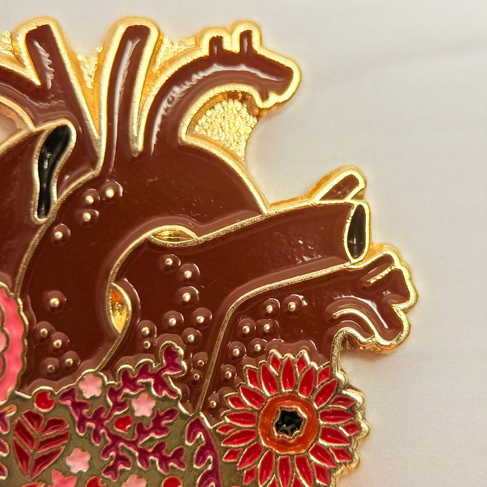 Thumbnail: Close-up of floral heart needle minder detail
