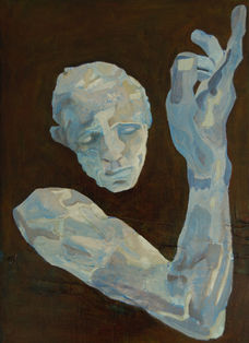 Painting of man’s head and arm by Terry Channell (2021)