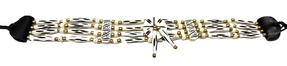 Thumbnail: Four Strand Bone Chokers Button and Dangle