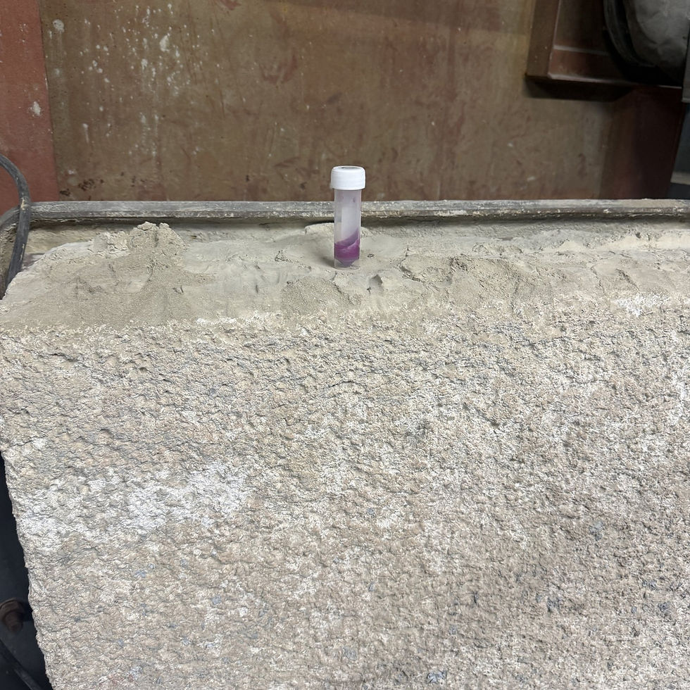 Chromate-containing ash at the furnace edge with sample tube, Krakow