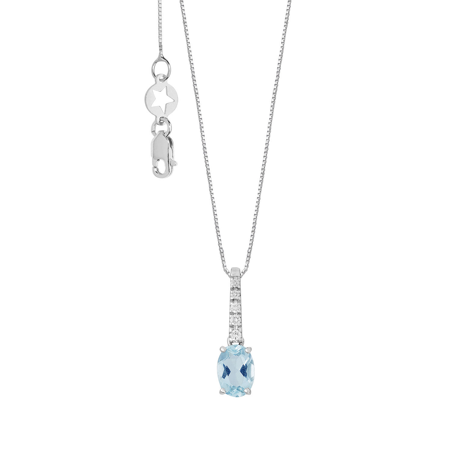 Fronte Collana Acquamarina ovale in Oro e Diamanti