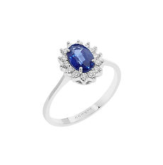 Anello in Oro Diamanti e Zaffiro blu ovale della Collezione Regina Comete Gioielli