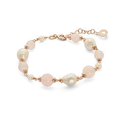 Bracciale Argento 925‰ con Perle Acquadolce e Quarzo rosa Collezione Cromatica Comete Gioielli