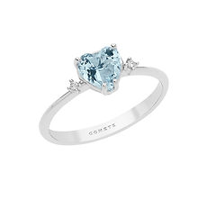 Anello in Oro Diamanti e Acquamarina Cuore della Collezione Fantasia di Acquamarina Comete Gioielli