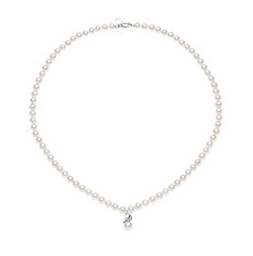 White Gold Thread Pearls with Pearl and Diamonds Heart of the Collection Love Pearls Comete Jewelry