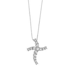 Girocollo Croce in Oro bianco e Diamanti bianchi della Collezione Onda Comete Gioielli