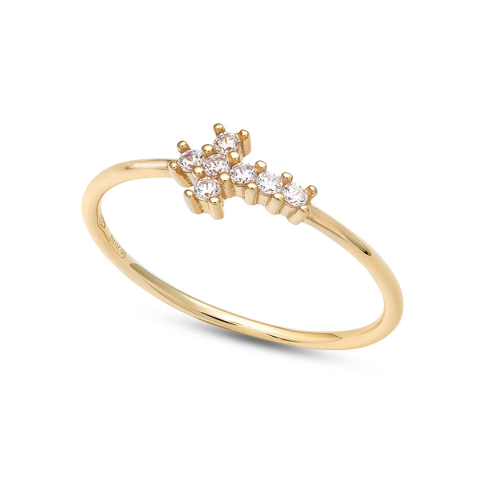 Anello Croce in Oro giallo e zirconi Ambrosia