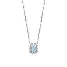 Girocollo in Oro bianco 750‰ Diamanti Acquamarina ottagonale Collezione Azzurra Prestige Comete Gioielli