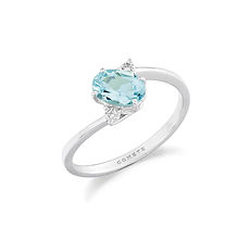 Anello Oro e Diamanti bianchi con Acquamarina ovale Collezione Fantasia di Acquamarina Comete Gioielli