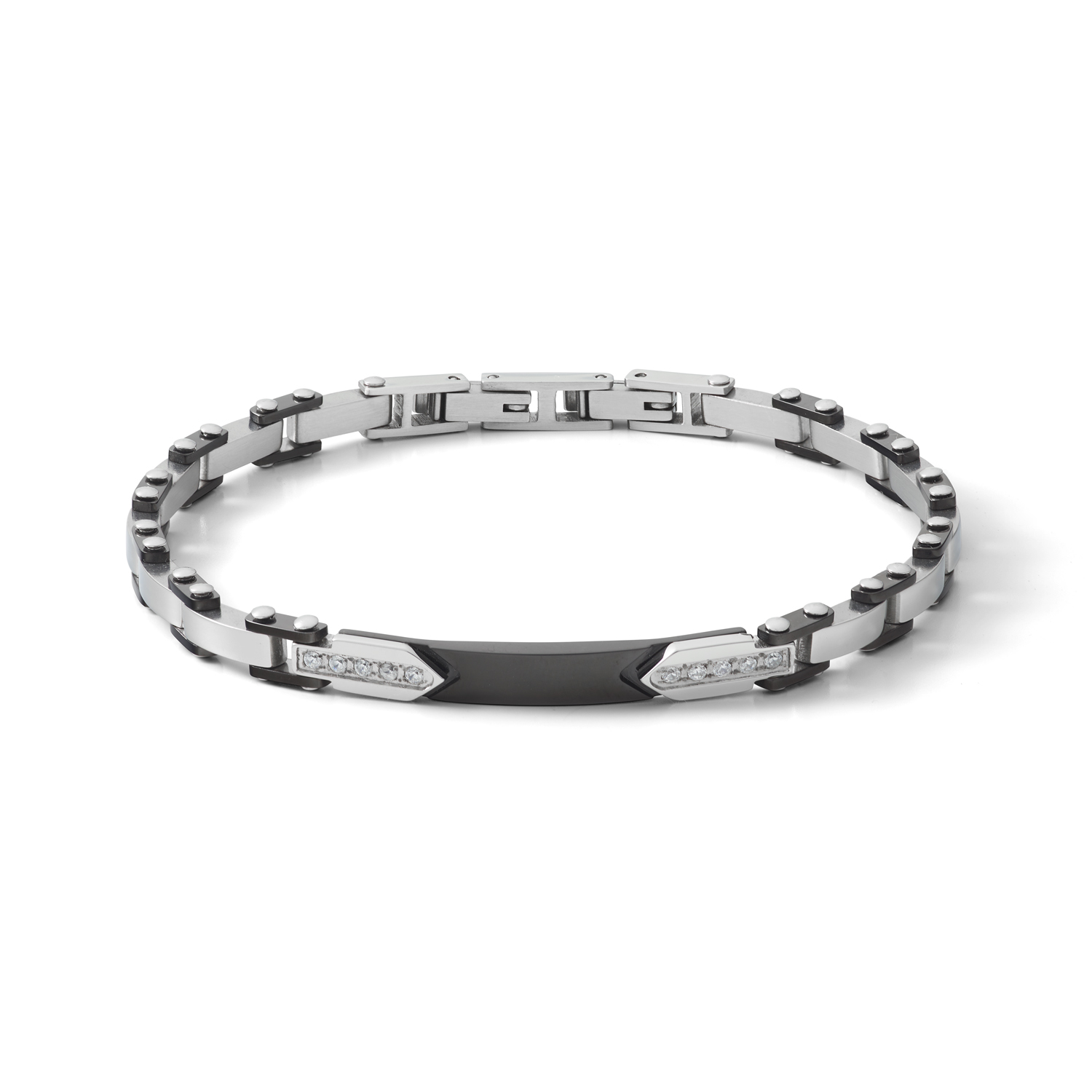 Bracciale Uomo In Acciaio Inox, Pelle E Silicone Nero - Regalo Per Lui - Foto 2