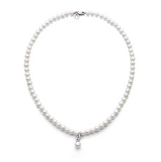 Collana filo Perle in Oro 750‰ e Diamanti bianchi Collezione Perle d'amore Comete Gioielli