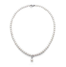 Gold 750‰ Wire Necklace with White Diamonds Love Pearl Collection Comete Jewelry