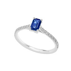 Ring in Goud met Diamanten en Blauwe Octagonale Saffier uit de Duchessa Comete Sieraden Collectie
