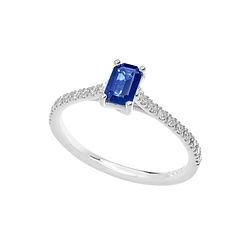 Anello in Oro Diamanti e Zaffiro blu ottagonale della Collezione Duchessa Comete Gioielli