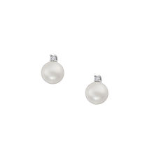 Orecchini con Perla in Oro e Diamante con Catena a Molla collezione Storia di Luce Perle