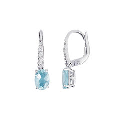 Akvamariini ovaalsed kuld- ja teemantkõrvarõngad Azzurra Prestige Collection Comete Sieraden