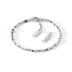 Bracciale in Argento lucido e rosè, Diamante e Spinelli neri Collezione Chain Comete Gioielli
