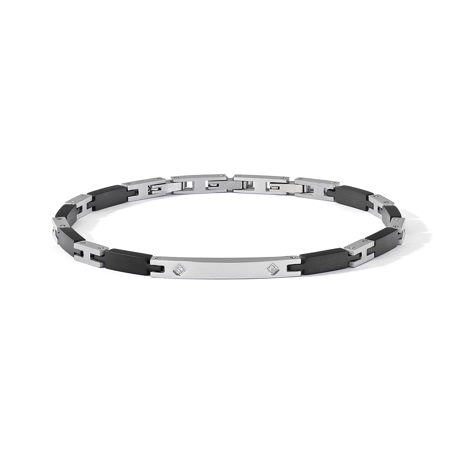 Bracciale Uomo In Acciaio Inox Nero/Argento, Gioiello Minimal Senza Pietra, Regalo Per Fidanzato/Marito