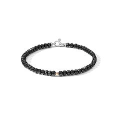 Meeste hõbedane käevõru musta Spinelli ja roosade elementidega Black Star Comete Sieraden kollektsioonist.