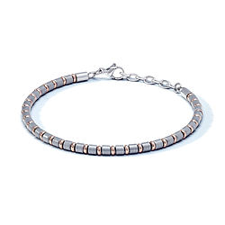 Bracciale da uomo in Acciaio con Ematite e Pvd rosè e grigio della Collezione Mineral Comete Gioielli