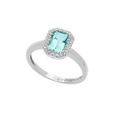 Anello in Oro Diamanti e Acquamarina Ottagonale della Collezione Azzurra Prestige Comete Gioielli