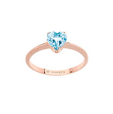 Anello in Oro rosè e Topazio Azzurro a Cuore Comete Gioielli