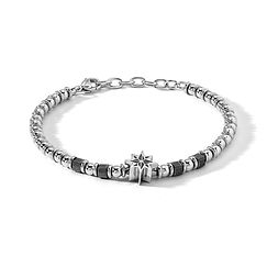 Bracciale da uomo con Rosa dei Venti in Acciaio ed Ematite grigia della Collezione Navy di Comete Gioielli