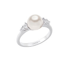 Anello Perla in Oro bianco e Diamanti Collezione Momenti Perle Comete Gioielli