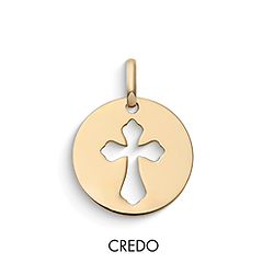 Ronde vrouwenhanger Geperforeerde Kruis Geel goud van Comete Sieraden