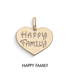 Ciondolo donna in Oro giallo a cuore con scritta Happy Family di Comete Gioielli