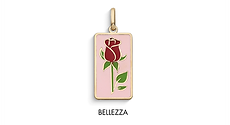 Colgante de mujer con rosa roja en oro amarillo y esmaltes Comete Gioielli
