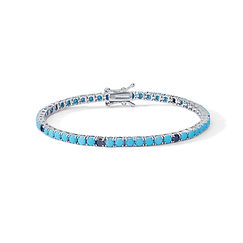 Bracciale in Argento con Zirconi turchesi e neri Collezione Tennis Uomo Comete Gioielli