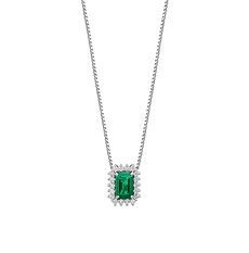 Collana Oro 750‰, Diamanti bianchi e Smeraldo ottagonale Collezione Regina Comete Gioielli