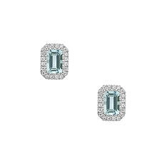 Orecchini in Oro Diamanti e Acquamarina Ottagonale della Collezione Azzurra Prestige Comete Gioielli