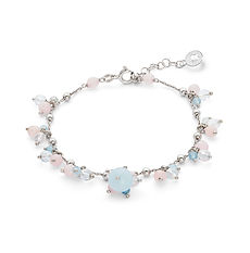 Bracciale Argento 925‰ con Acquamarina, Cristallo di Rocca, Giada colorata Collezione Cromatica Comete Gioielli