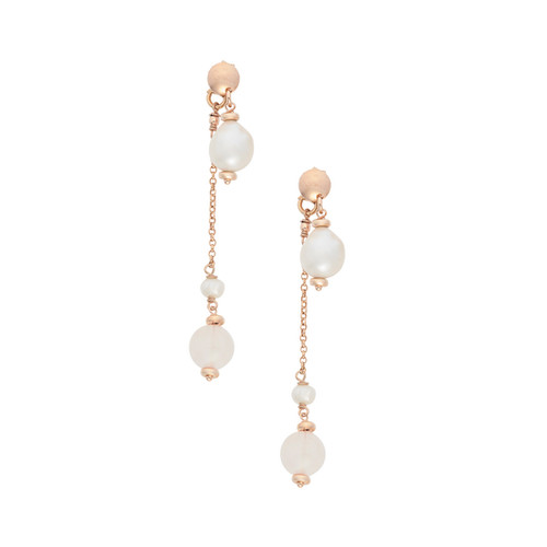 Orecchini Argento 925‰ con Perle Acquadolce e Quarzo rosa | Gioielli Orecchini Argento 925‰ con Perle Acquadolce e Quarzo rosa | Gioielli