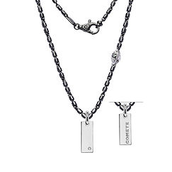 Girocollo in Argento brunito e lucido, Diamante, Spinelli neri Collezione Chain Comete Gioielli
