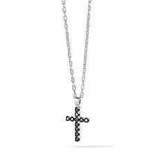 Girocollo Croce in Zilver en zwarte zirconia van de Collectie Tennis Man Comete Sieraden