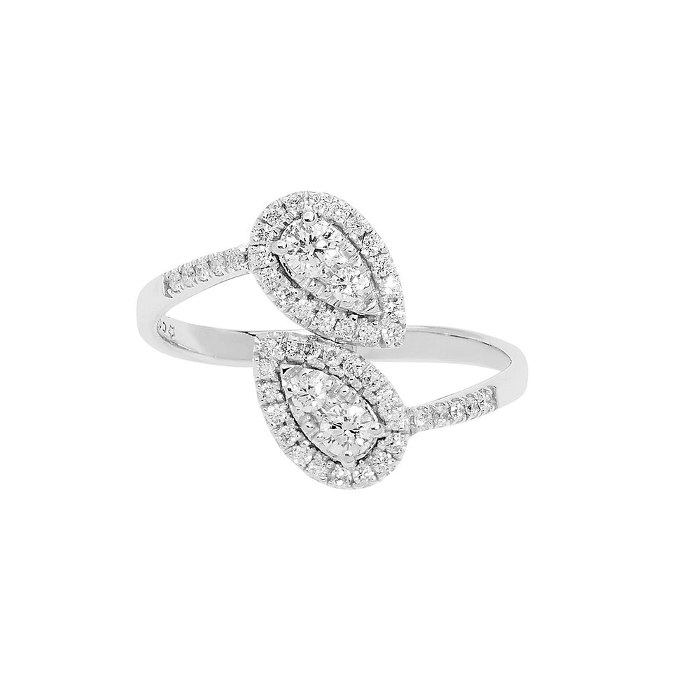 Miniatura: Anello Contrariè in Oro e Diamanti vista dall'alto Comete Gioielli