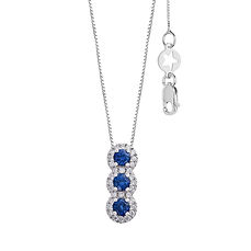Halsketting Trilogy met Saffieren in Goud en Witte Diamanten Collectie Harmonie Collectie Sieraden