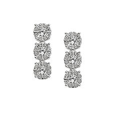 Trilogy Earrings in Gold and Diamonds from the Rose Collection of Comete Jewelry