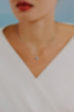Miniatura: Collana in Oro Diamanti e Acquamarina Cuore indossato Comete Gioielli