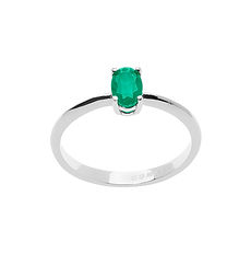 Anello in Oro Bianco e Smeraldo Ovale collezione Fantasia di Colore Comete Gioielli