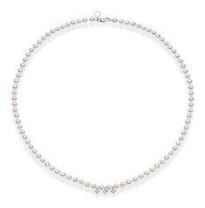 Aquamarine Pearl Thread Necklace in Gold and Diamonds from the Aquamarine Pearl Thread Collection Comete Jewelry