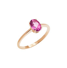 Roosa topaasiga sõrmus roosa kuldkangast Sieraden Fantasia kollektsioonist