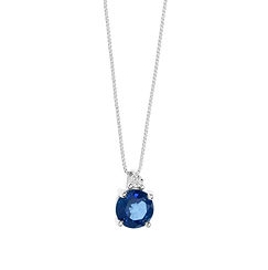 Round Diamond and Blue Sapphire Gold Necklace from the Color Fantasy Collection by Comete Jewelry